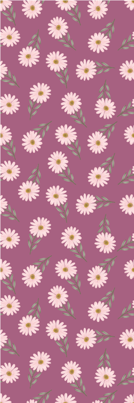 Alfombra vinílica dormitorio flores margaritas rosas - TenVinilo