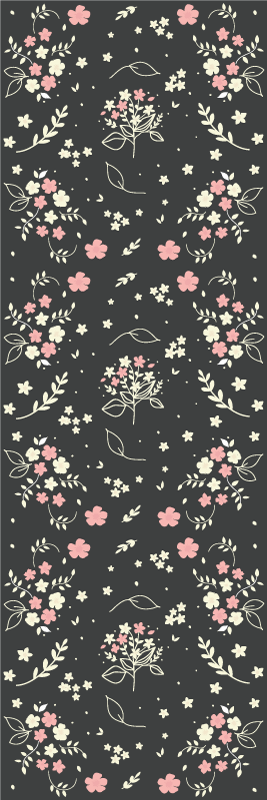 Alfombra vinílica dormitorio fondo gris con toques rosas - TenVinilo
