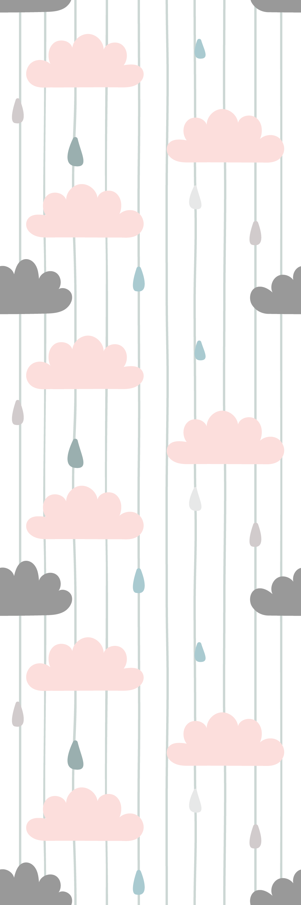 Alfombra vinílica dormitorio nubes rosas y grises - TenVinilo