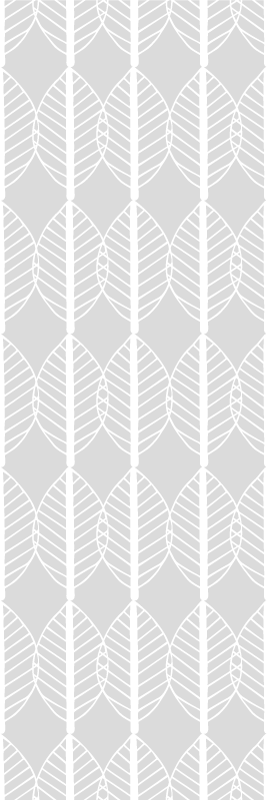 Alfombra vinílica nórdica línea blanca de hojas gris - TenVinilo