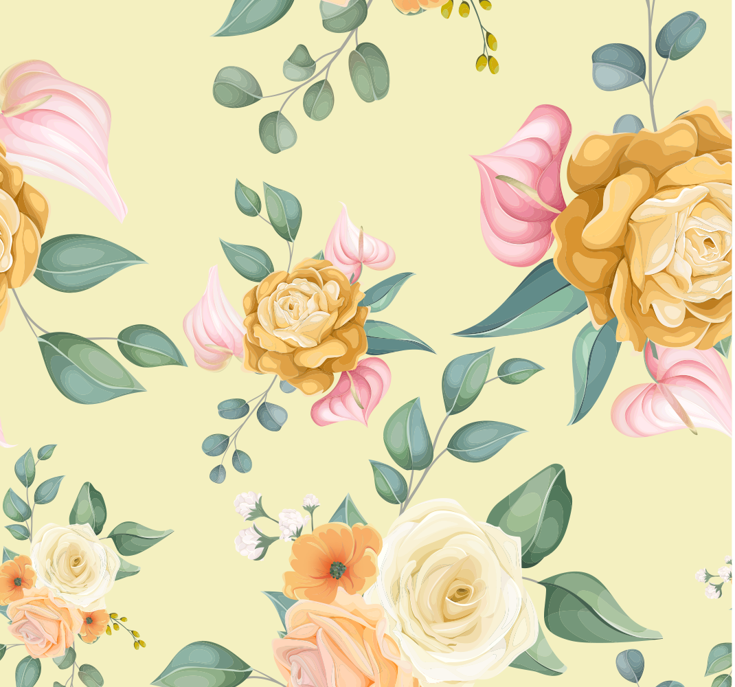 Alfombra vinílica naturaleza rosas amarillas vintage - TenVinilo