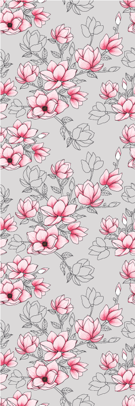 Alfombra vinílica naturaleza flores de magnolia sobre plata - TenVinilo