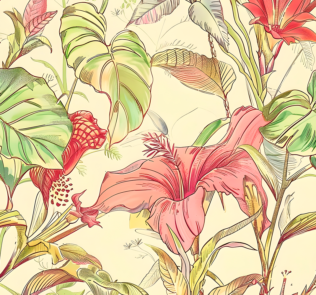 Alfombra vinílica naturaleza con patrón de flores inglesas - TenVinilo