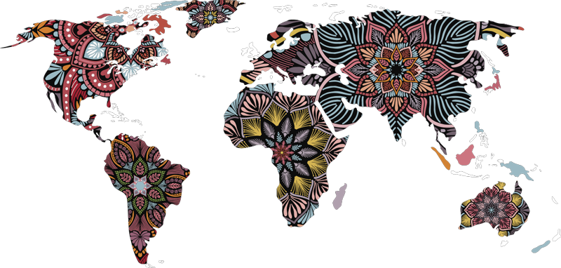 Alfombra vinílica mapamundi mandala del mundo - TenVinilo