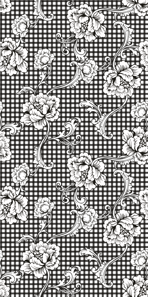 Alfombra vinílica vintage patrón de cuadros blanco y negro - TenVinilo