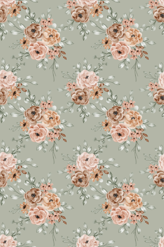 Alfombra vinílica vintage rosas vintage sobre fondo menta - TenVinilo