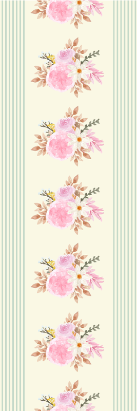Alfombra vinílica vintage patrón floral a rayas provincial - TenVinilo