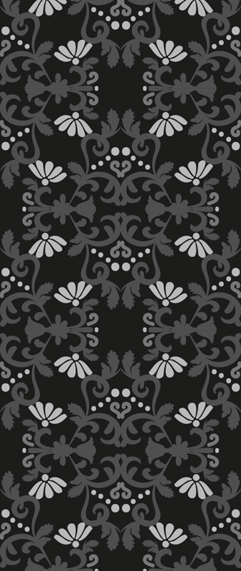 Alfombra vinílica vintage estilo damasco negro - TenVinilo