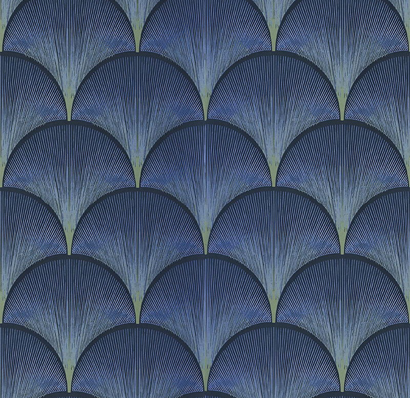 Alfombra vinílica vintage fans azules art déco 1920 - TenVinilo