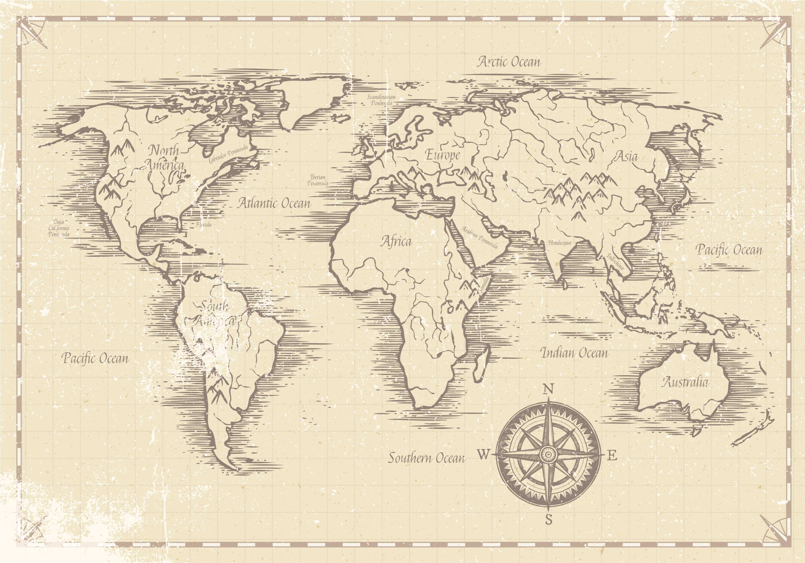 Alfombra vinílica mapamundi mapa mundial vintage - TenVinilo
