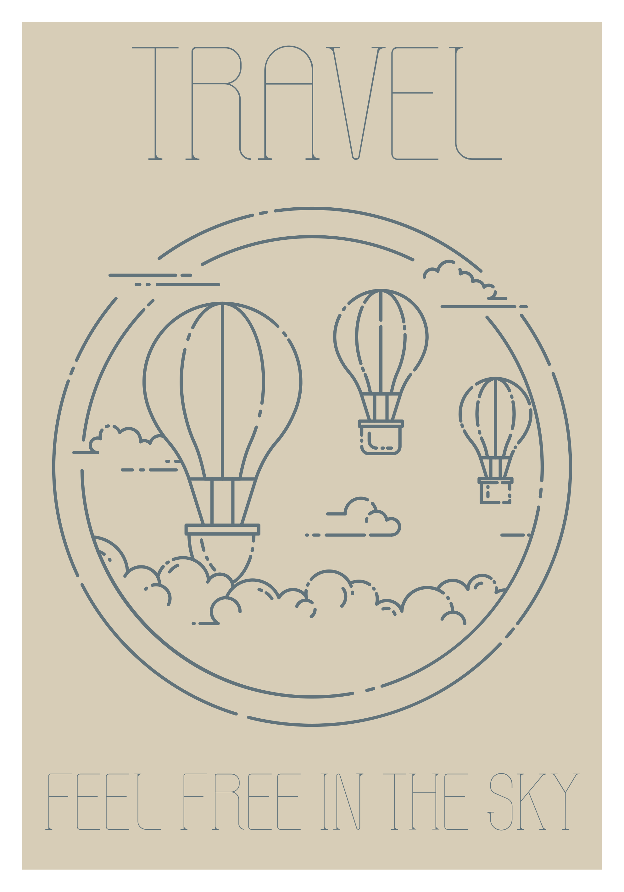 Alfombra vinílica frase globo aerostático minimalista - TenVinilo
