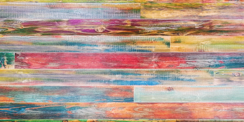 Alfombra vinílica recibidor tablones de madera de colores - TenVinilo