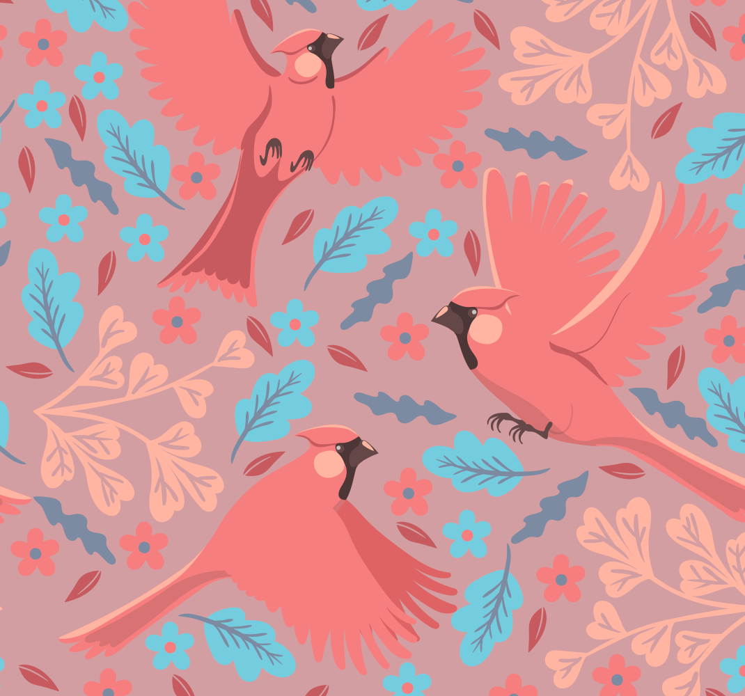 Alfombra vinílica salón fondo blush con aves en rama - TenVinilo