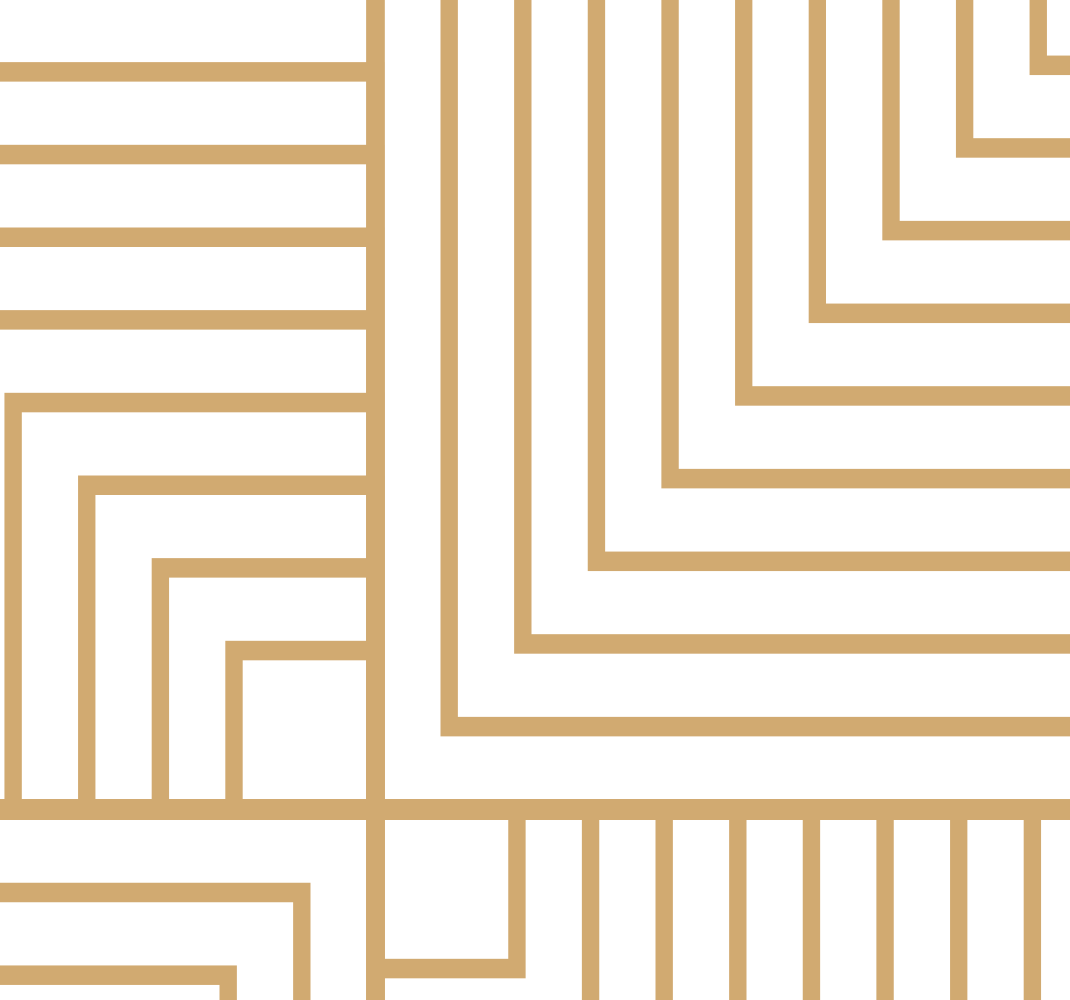 Alfombra vinílica salón geometría blanca y dorada - TenVinilo