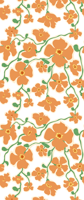 Alfombra vinílica salón flores margaritas naranjas verdes - TenVinilo