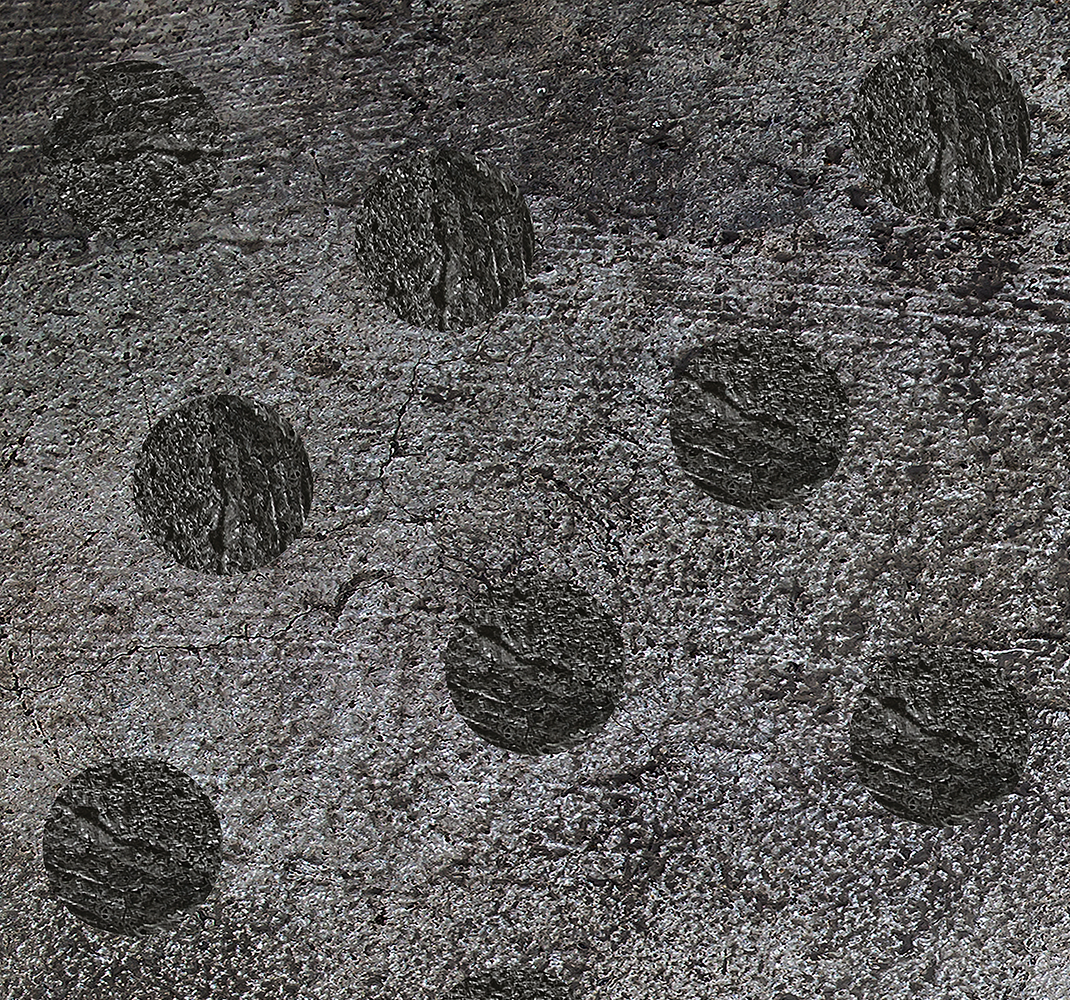 Alfombra vinílica gris motivos circulares abstractos - TenVinilo