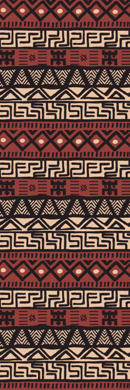Alfombra vinílica pasillo patrón tribal rojo oscuro - TenVinilo
