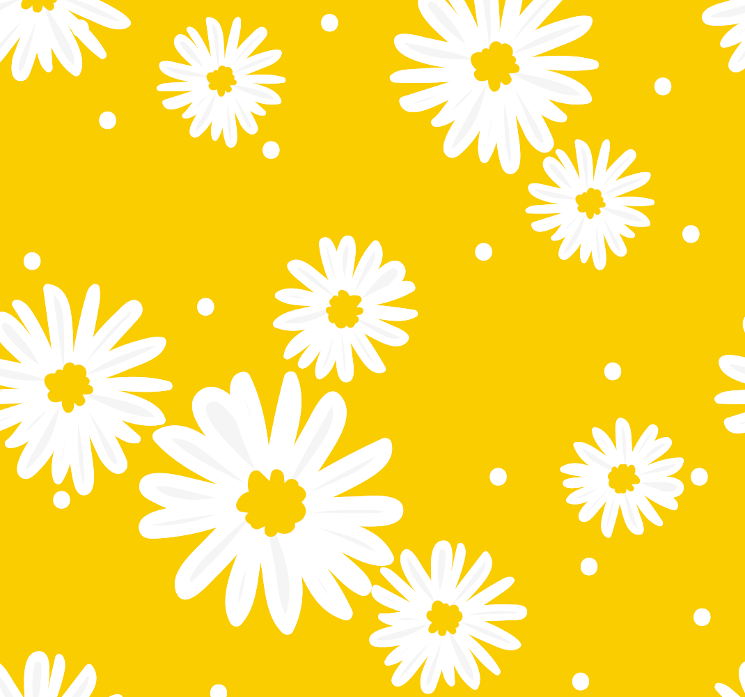 Alfombra vinílica amarilla fondo de flores margaritas - TenVinilo