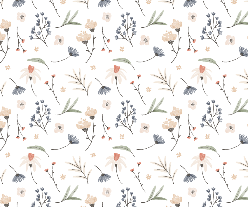 Alfombra vinílica blanca con diseño floral acuarelado - TenVinilo