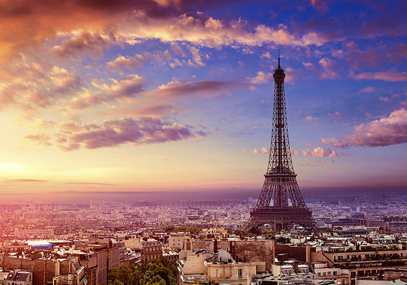 Alfombra vinílica lila vista de parís - TenVinilo