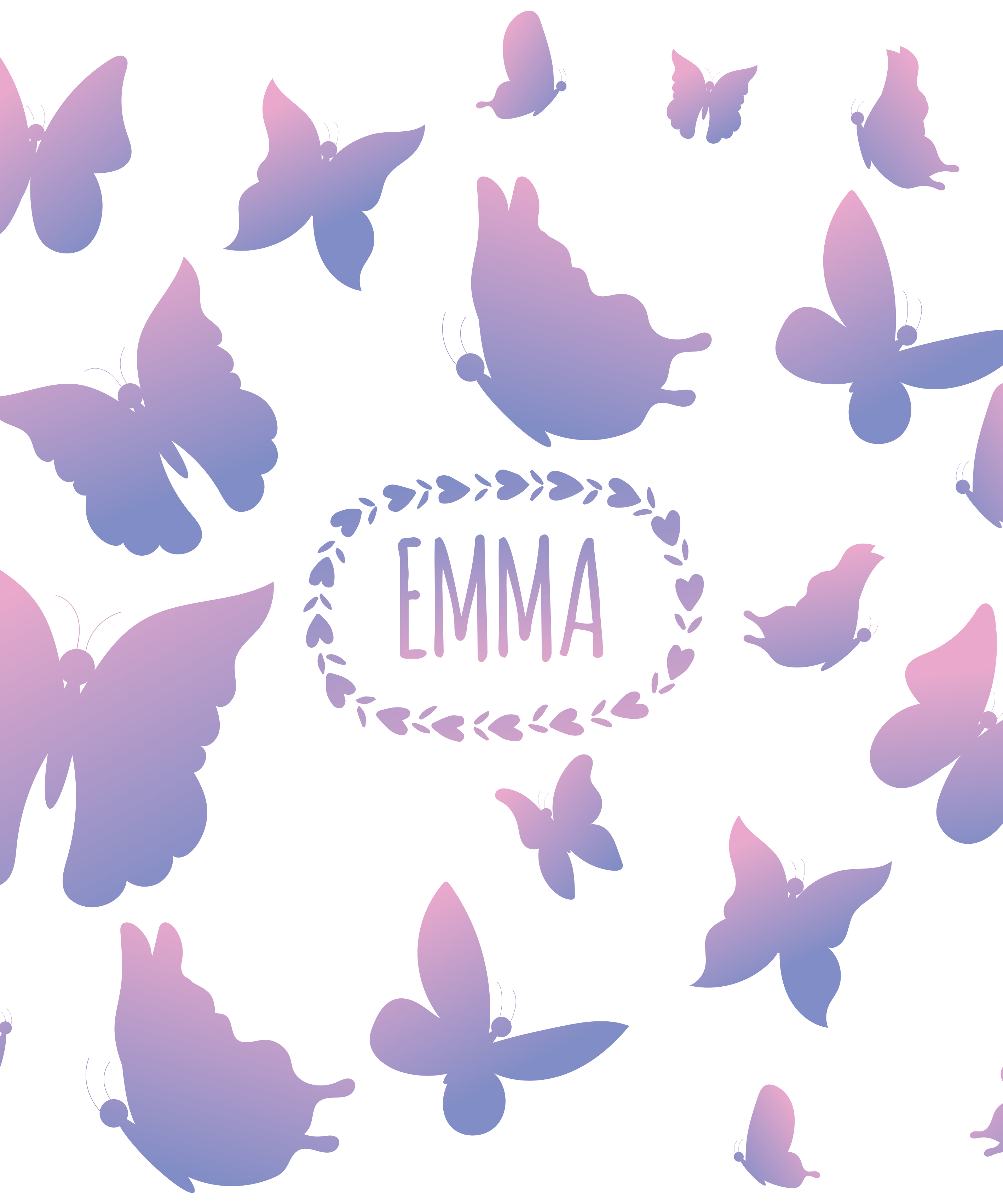 Alfombra vinílica lila mariposas moradas y azules - TenVinilo