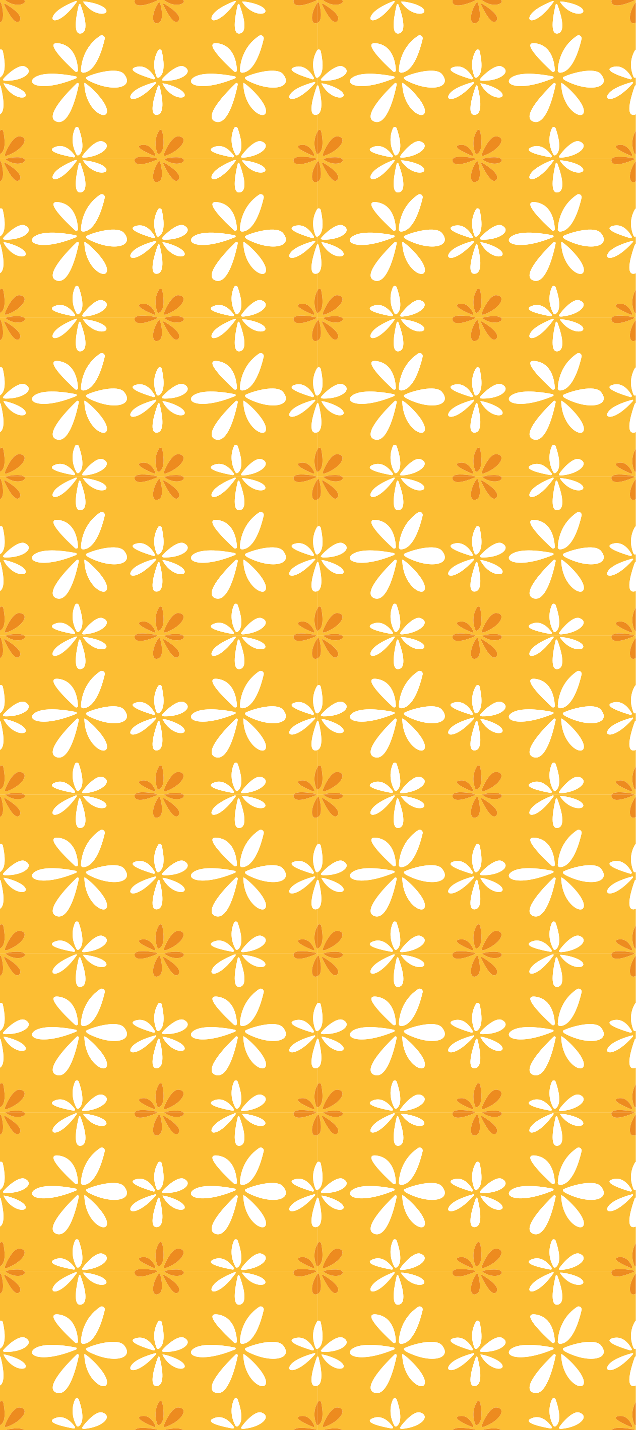 Alfombra vinílica naranja flores blancas pequeñas - TenVinilo