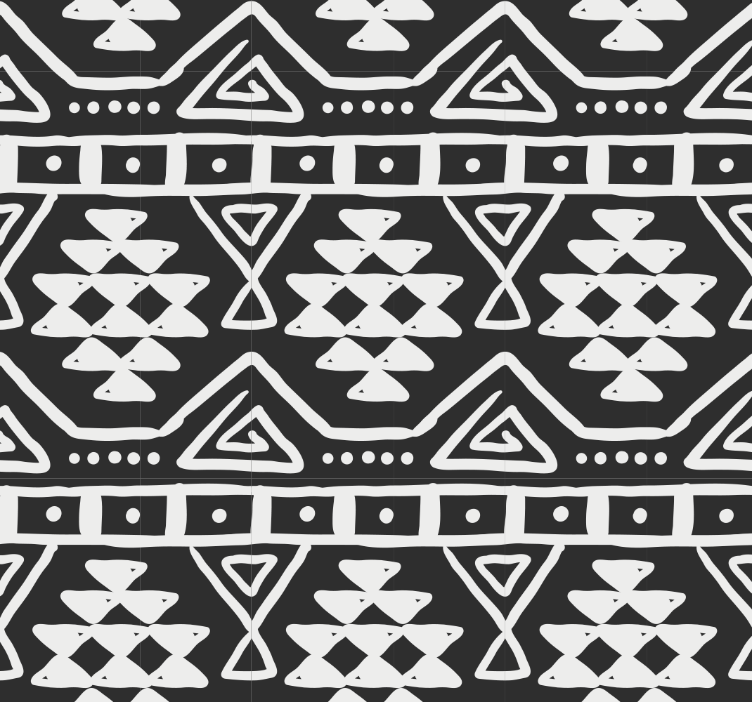 Alfombra vinílica negra patrón bohemio blanco y negro - TenVinilo
