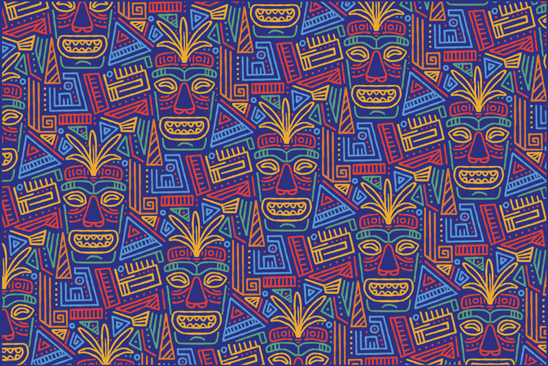 Alfombra vinílica étnica mascaras etnicas - TenVinilo