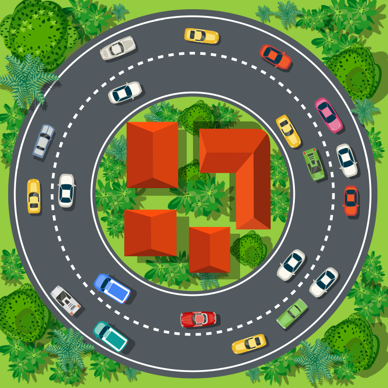 Alfombra vinilica carretera infantil rotonda - TenVinilo