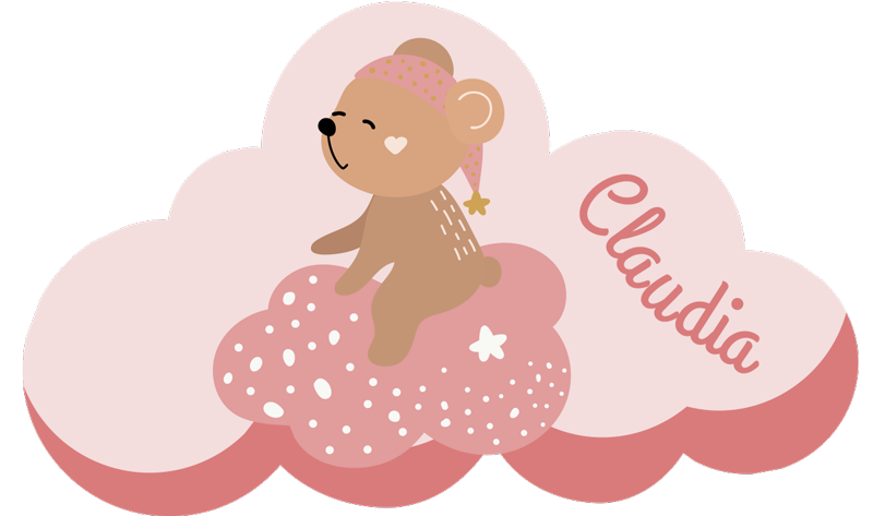 Alfombra vinílica infantil rosa oso con nombre - TenVinilo