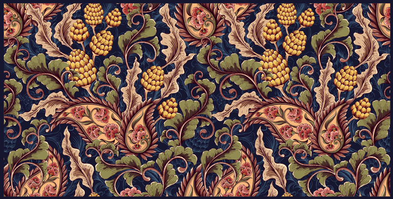 Alfombra vinílica flores ornamentación floral - TenVinilo