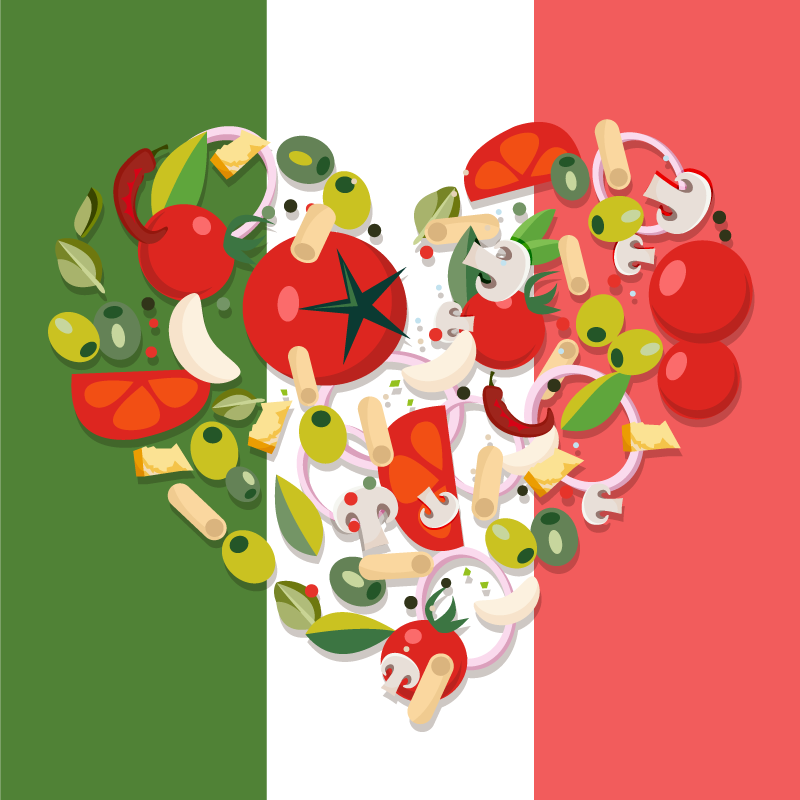 Alfombra de vinilo mapamundi Bandera de comida de italia - TenVinilo