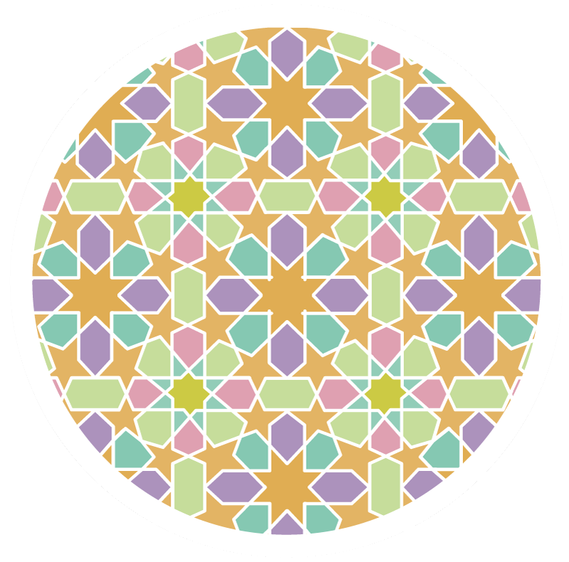 Alfombra vinílica geométrica círculo de mosaico de estrellas - TenVinilo