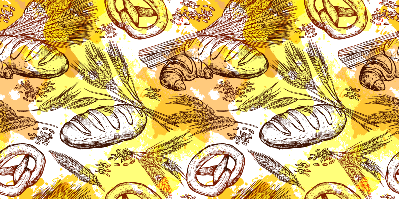 Alfombra vinílica vintage patrón de pan - TenVinilo