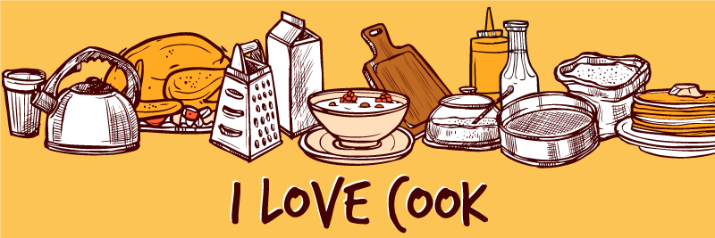 Alfombra vinílica Texto cocina con utensilios - TenVinilo