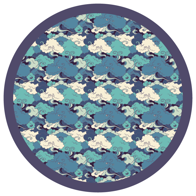 Alfombra vinílica vintage Olas japonesas y nubes - TenVinilo