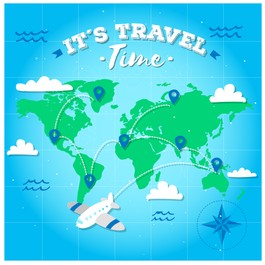 Alfombra vinílica mapamundi hora de viajar - TenVinilo