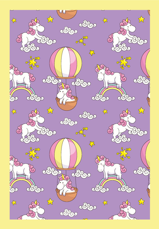 Alfombra vinílica infantil unicornios en globos - TenVinilo