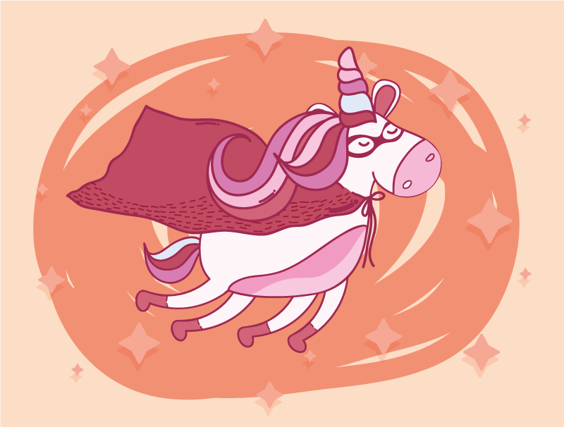 Alfombra vinílica bebé unicornio superhéroe - TenVinilo