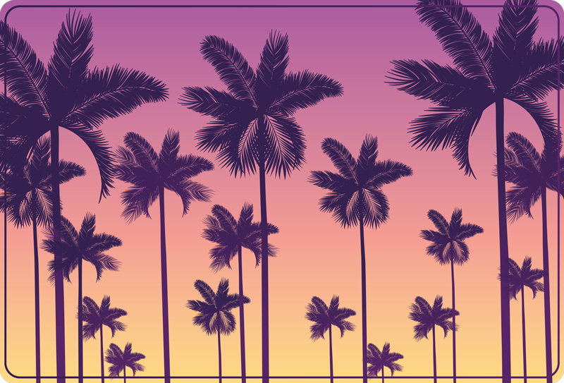 Alfombra vinílica naturaleza silueta del atardecer tropical - TenVinilo