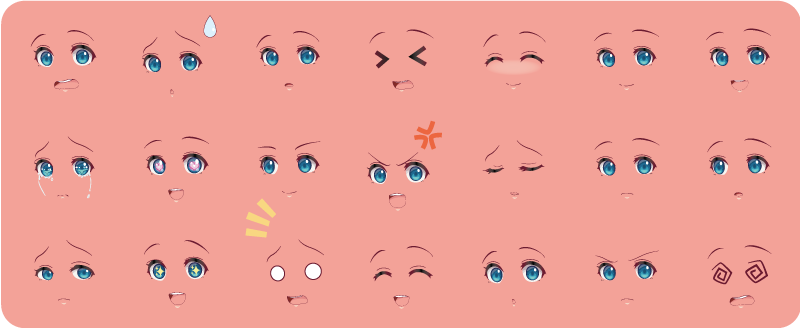 Alfombra vinílica infantil caras de anime - TenVinilo