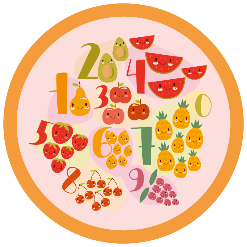 Alfombra vinílica juegos círculo de conteo frutal - TenVinilo