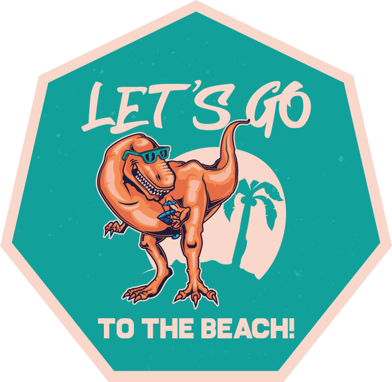 Alfombra vinílica animales diversión de dinosaurios playa - TenVinilo