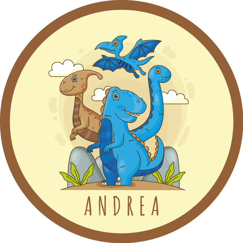 Alfombra vinílica con nombre Mundo de dinosaurios con nombre - TenVinilo