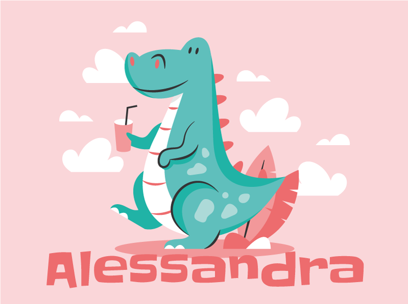 Alfombra vinílica niñas dragón con nombre - TenVinilo