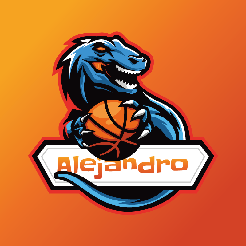Alfombra vinílica personalizable dinosaurio de baloncesto - TenVinilo