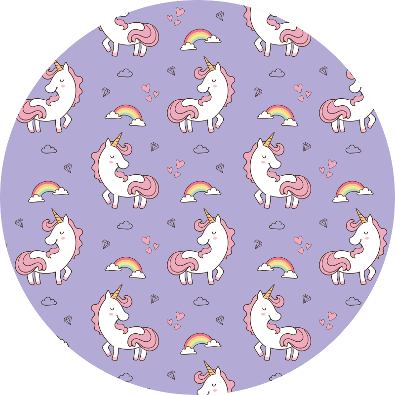 Alfombra vinílica infantil lila de unicornios - TenVinilo