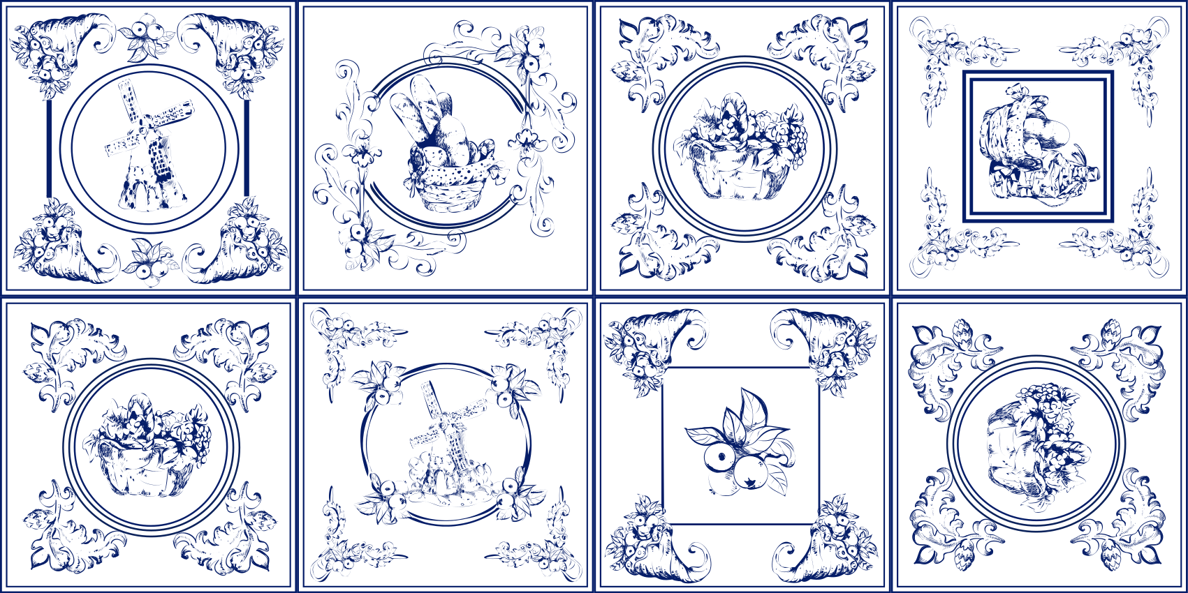 Alfombras de vinilo de azulejos Azulejos azules vintage - TenVinilo