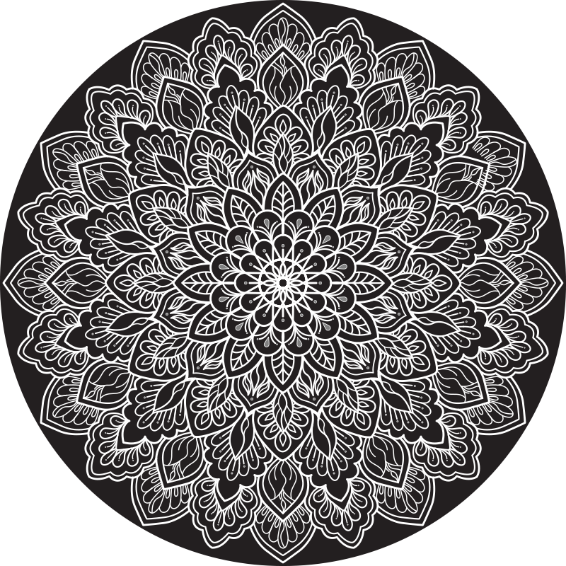 Alfombra vinílica mandala blanco y negro - TenVinilo