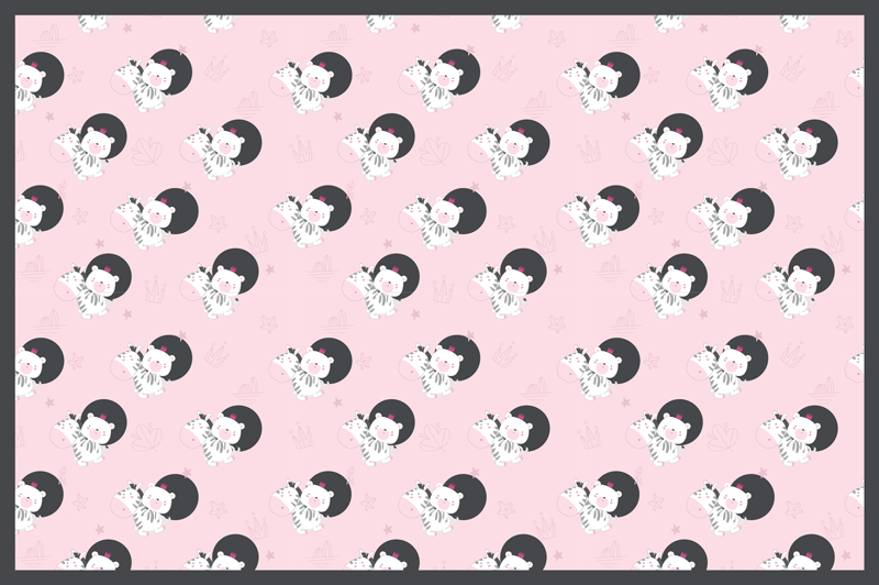 Alfombra vinílica animales bebés cebra y oso - TenVinilo